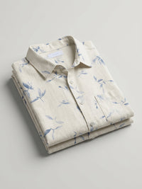 Men Shirt Print Blue Regular Fit