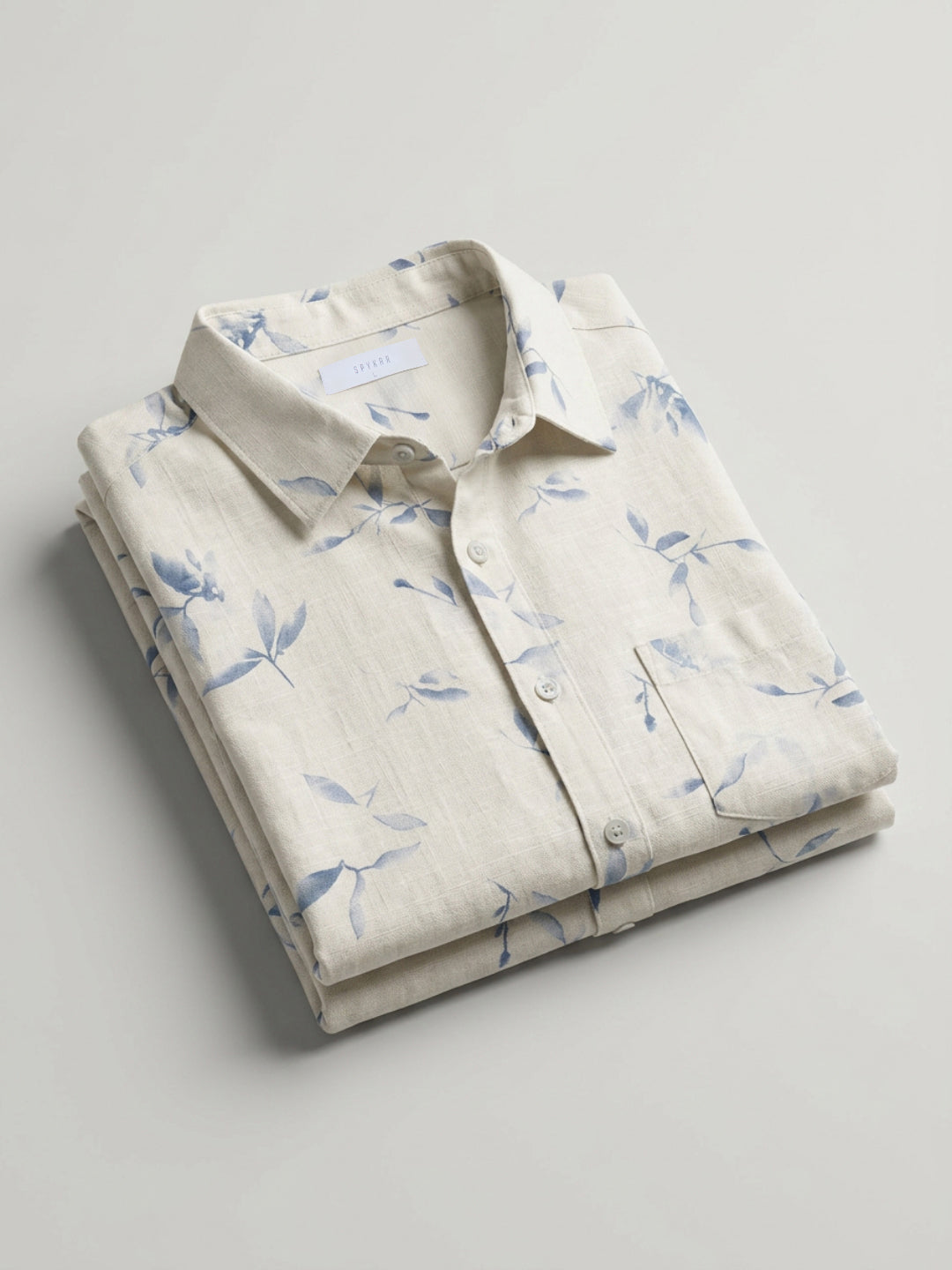 Men Shirt Print Blue Regular Fit