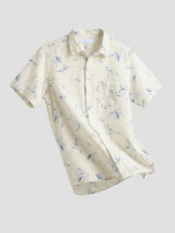 Men Shirt Print Blue Regular Fit