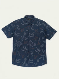 Men Shirt Print Navy Blue Regular Fit