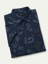 Men Shirt Print Navy Blue Regular Fit