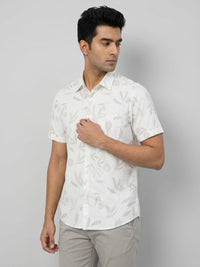 Men Shirt Print Off-White Regular Fit