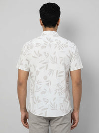 Men Shirt Print Off-White Regular Fit
