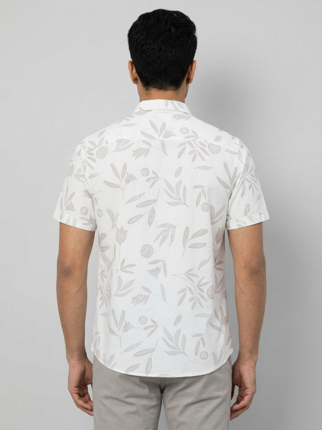 Men Shirt Print Off-White Regular Fit