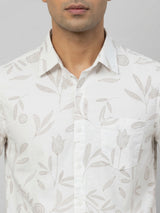 Men Shirt Print Off-White Regular Fit