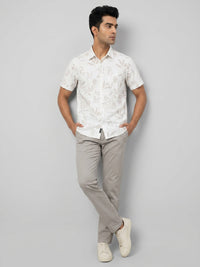Men Shirt Print Off-White Regular Fit
