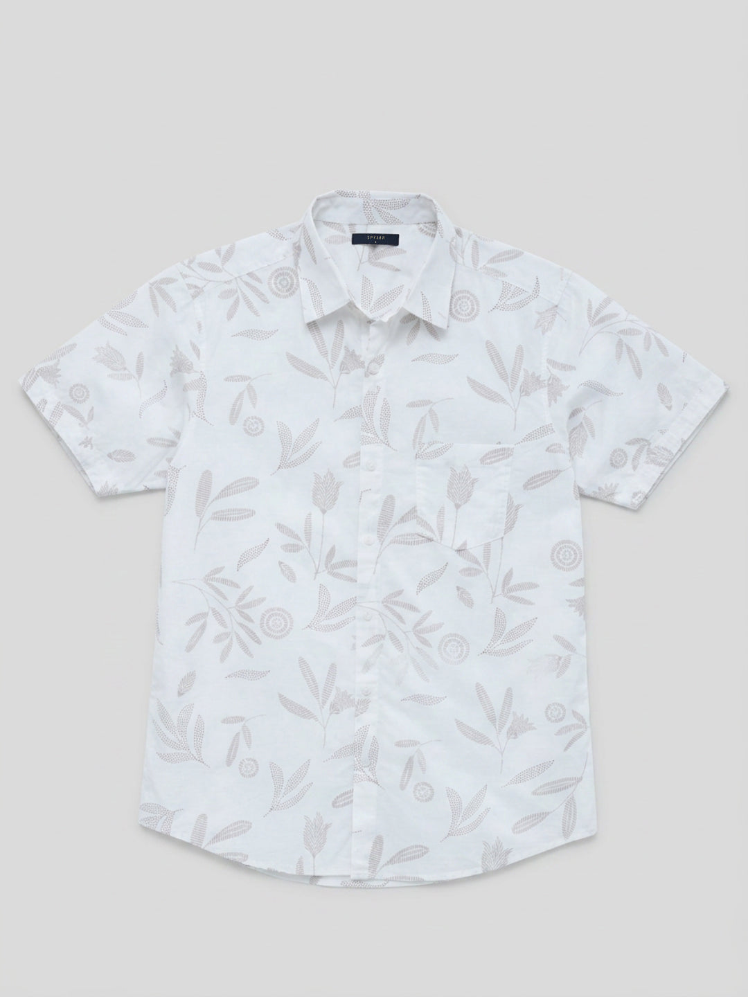 Men Shirt Print Off-White Regular Fit