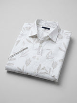 Men Shirt Print Off-White Regular Fit
