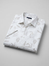 Men Shirt Print Off-White Regular Fit