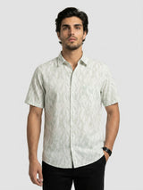 Men Shirt Print Green Regular Fit