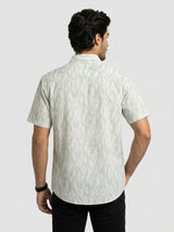 Men Shirt Print Green Regular Fit