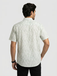 Men Shirt Print Green Regular Fit