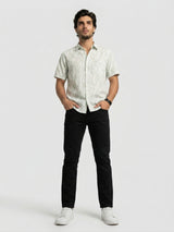 Men Shirt Print Green Regular Fit