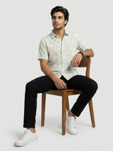 Men Shirt Print Green Regular Fit