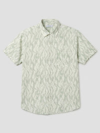 Men Shirt Print Green Regular Fit