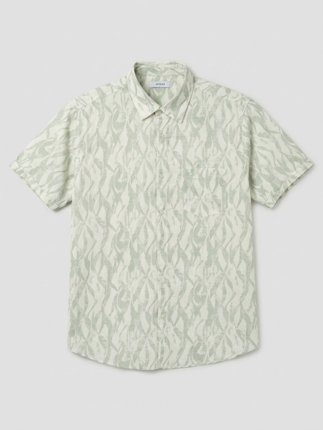 Men Shirt Print Green Regular Fit