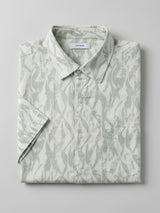 Men Shirt Print Green Regular Fit