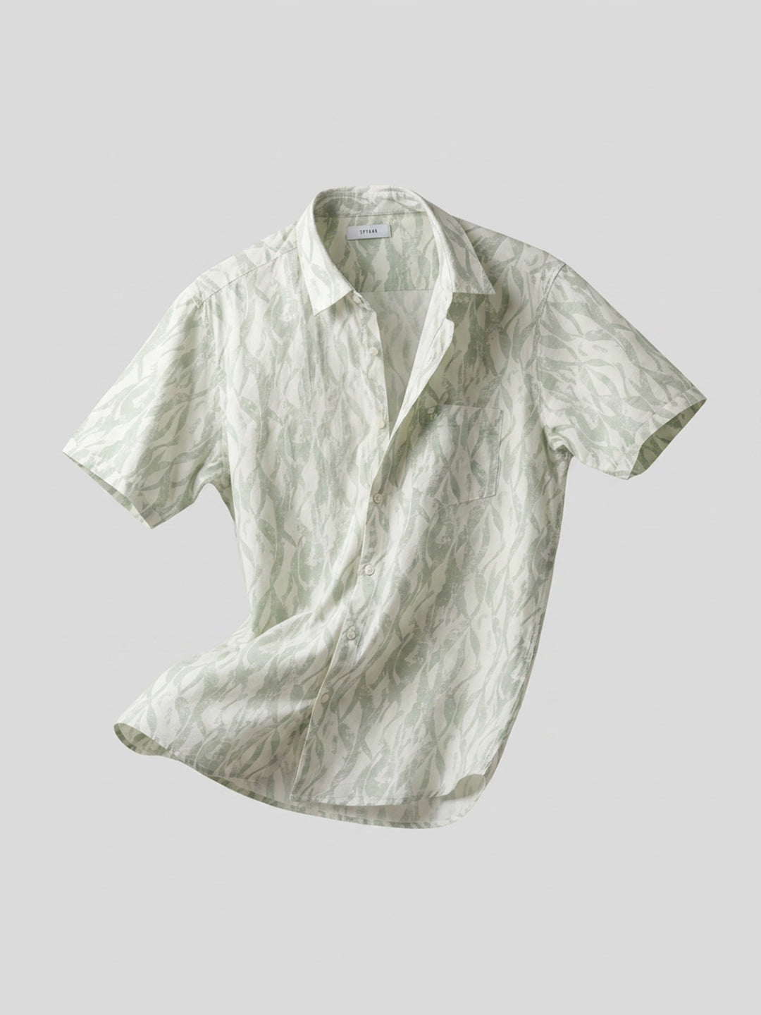 Men Shirt Print Green Regular Fit