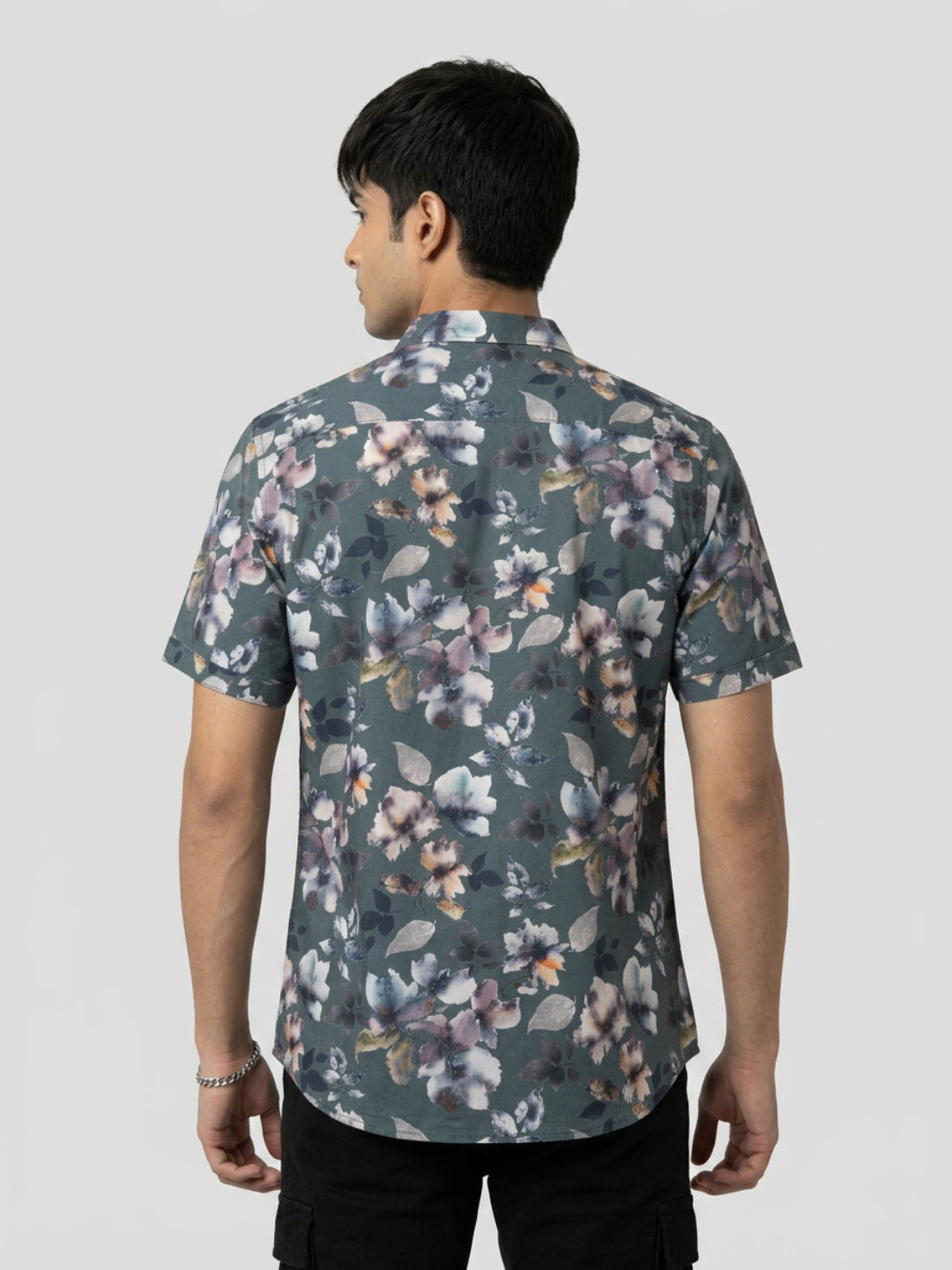 Men Shirt Print Green Regular Fit