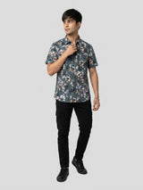 Men Shirt Print Green Regular Fit