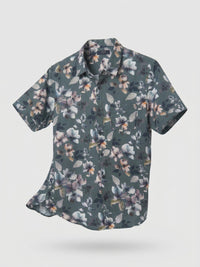 Men Shirt Print Green Regular Fit
