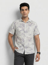 Men Shirt Print Lilac Regular Fit