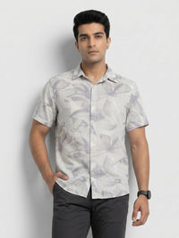Men Shirt Print Lilac Regular Fit