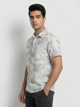 Men Shirt Print Lilac Regular Fit