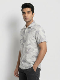 Men Shirt Print Lilac Regular Fit