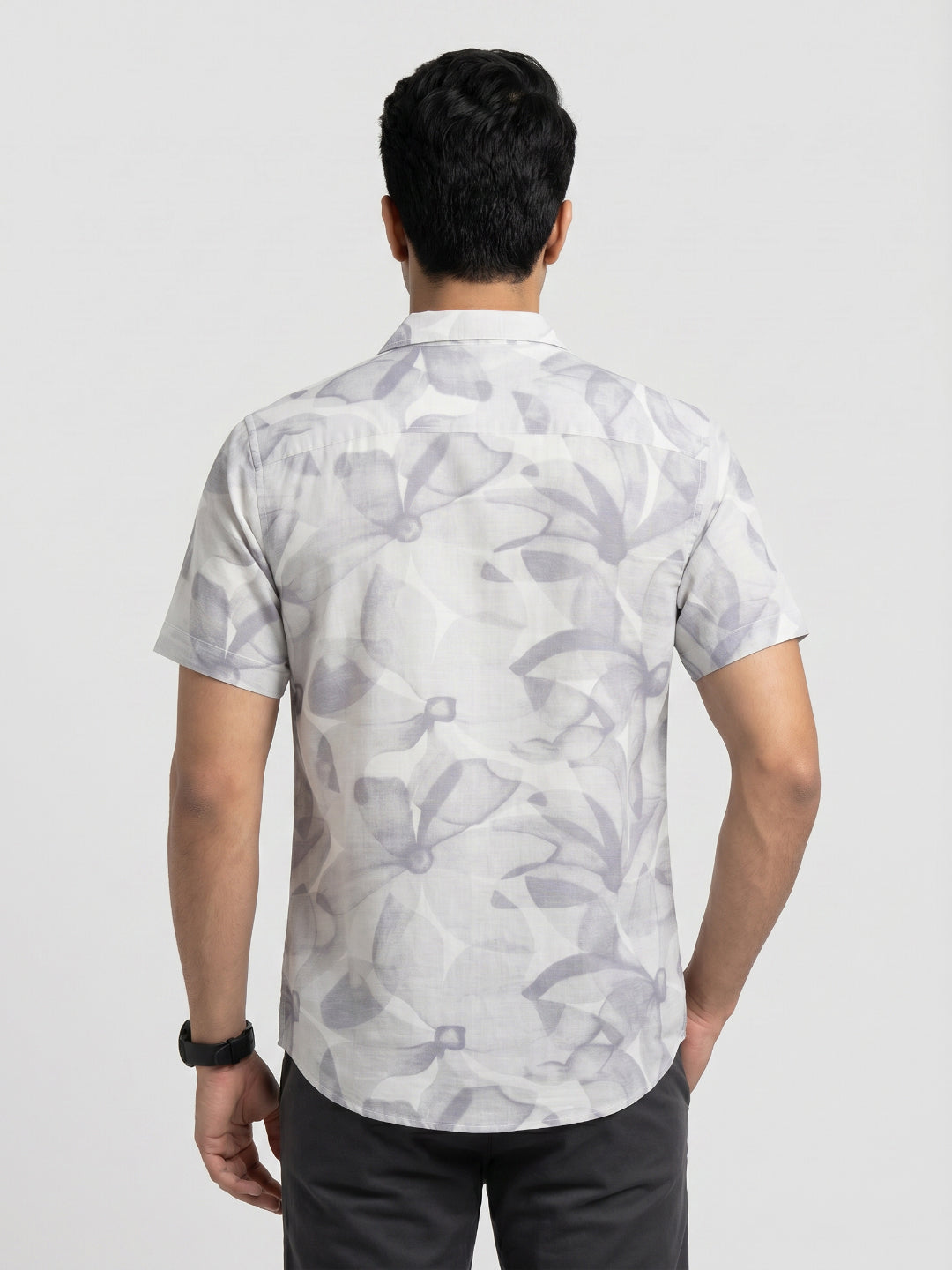 Men Shirt Print Lilac Regular Fit