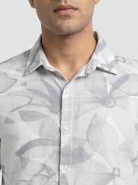 Men Shirt Print Lilac Regular Fit