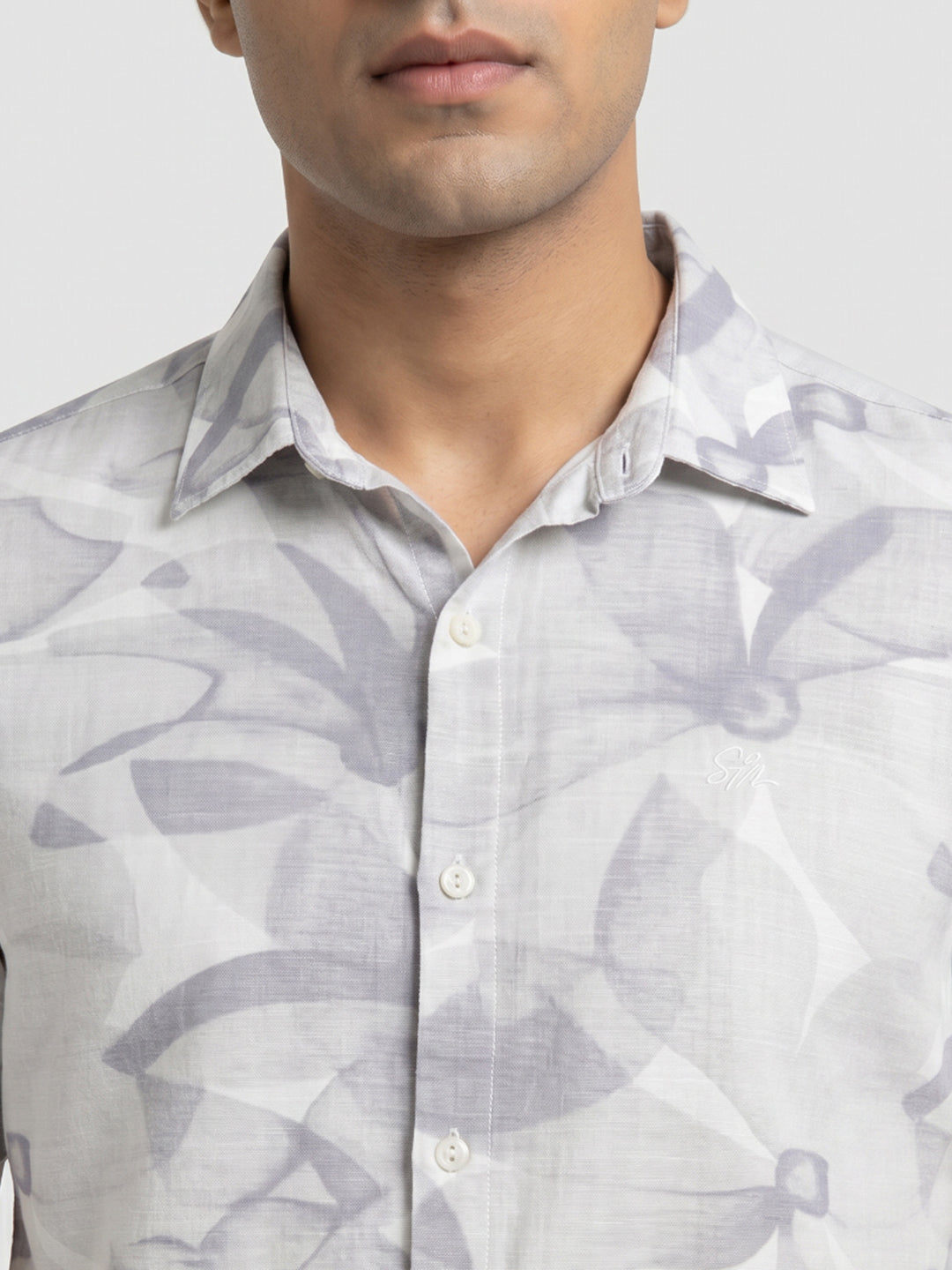 Men Shirt Print Lilac Regular Fit