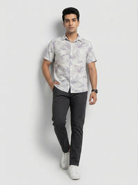 Men Shirt Print Lilac Regular Fit