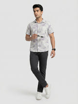 Men Shirt Print Lilac Regular Fit