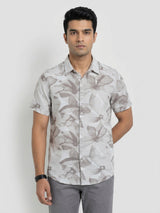Men Shirt Print Beige Regular Fit