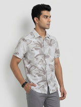 Men Shirt Print Beige Regular Fit