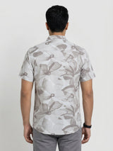 Men Shirt Print Beige Regular Fit