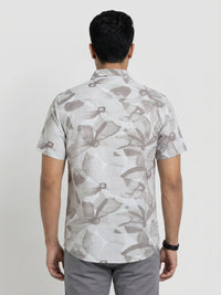 Men Shirt Print Beige Regular Fit