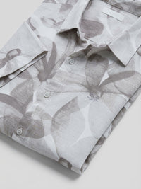 Men Shirt Print Beige Regular Fit