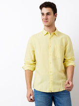 Men Yellow Slim Fit Solid Full Sleeve Shirt