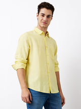 Men Yellow Slim Fit Solid Full Sleeve Shirt
