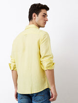 Men Yellow Slim Fit Solid Full Sleeve Shirt