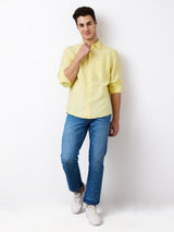Men Yellow Slim Fit Solid Full Sleeve Shirt