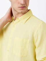Men Yellow Slim Fit Solid Full Sleeve Shirt