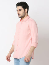 Men Shirt Solid Rose Slim Fit