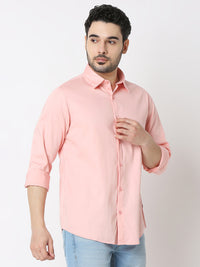 Men Shirt Solid Rose Slim Fit