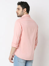 Men Shirt Solid Rose Slim Fit