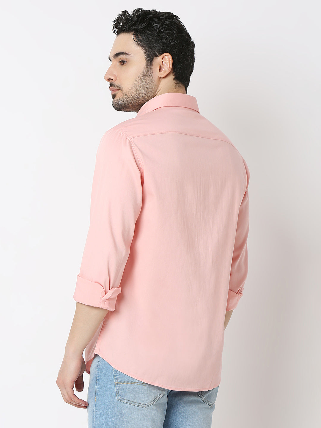 Men Shirt Solid Rose Slim Fit