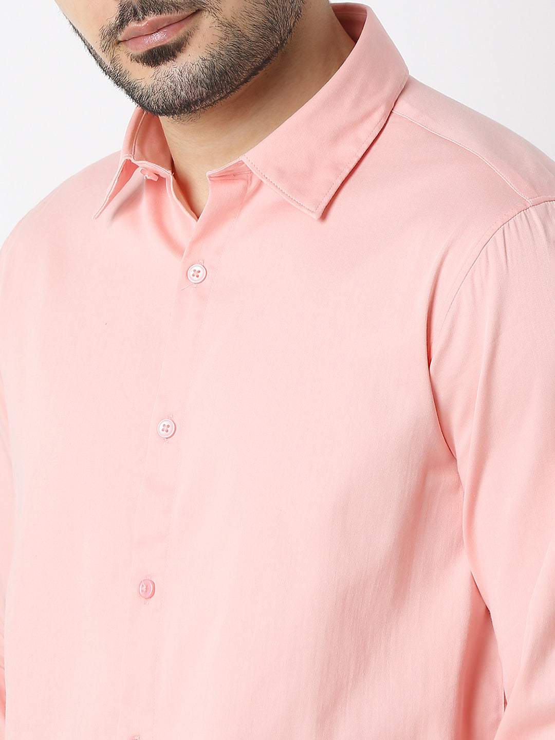 Men Shirt Solid Rose Slim Fit