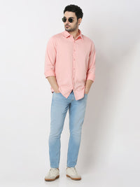 Men Shirt Solid Rose Slim Fit